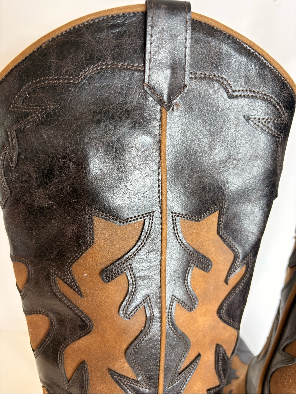 Zara Two-Tone Brown and Dark Brown Over-the-Knee Western Boots - Picture 7 of 12